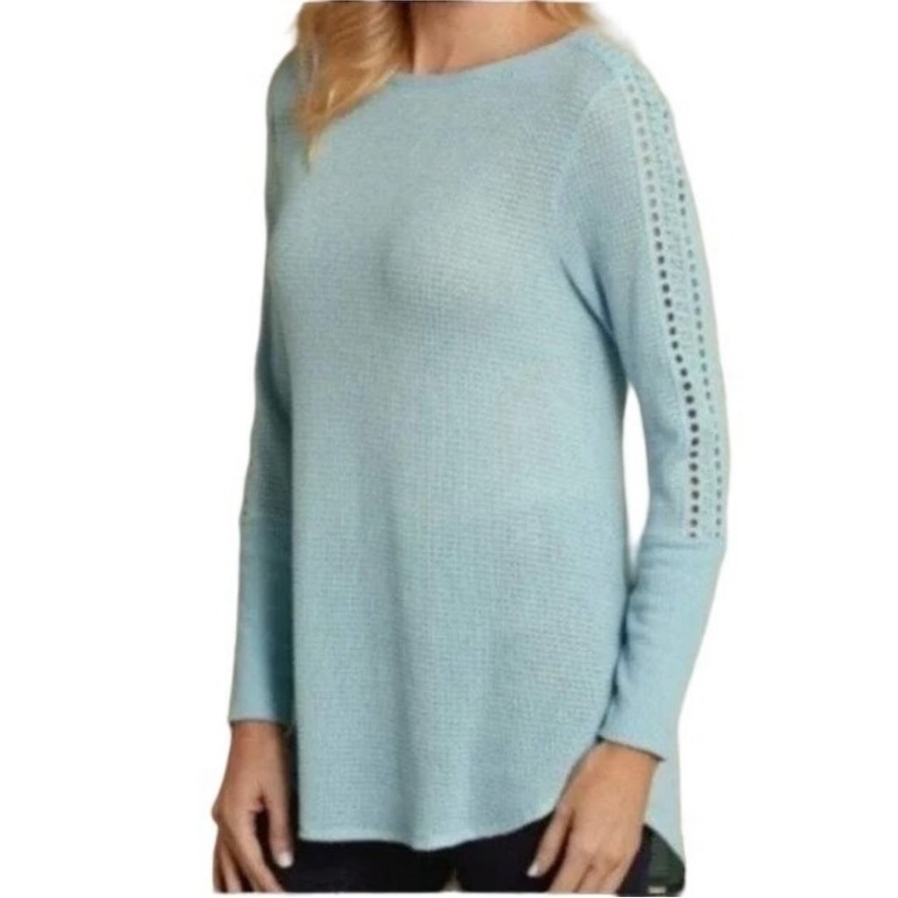 Soft Surroundings Bailey Blue Waffle Knit Pullover Top‎ Women’s Sz Small NEW